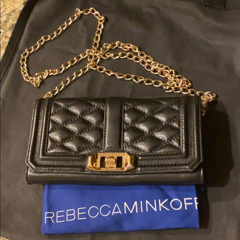 Rebecca Minkoff wallet on chain - black